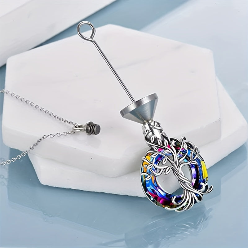 Eternal Love Dog Memorial Necklace Tree of Life Cremation Pet Urn Ashes Pendant