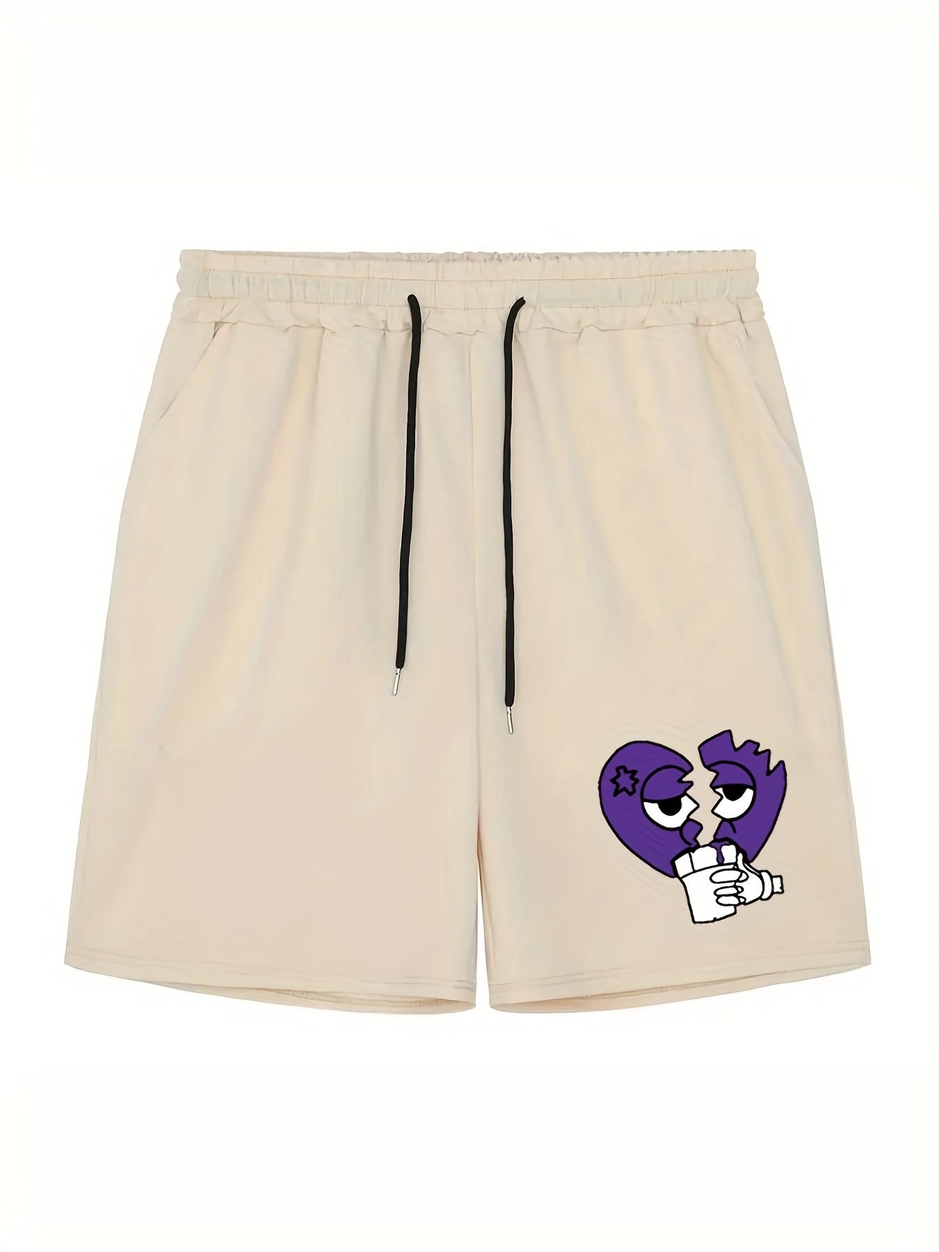 Men's Broken Heart Shorts Bottoms Drawstring Waist Casual Summer Men's Clothes