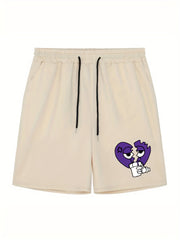 Men's Broken Heart Shorts Bottoms Drawstring Waist Casual Summer Men's Clothes