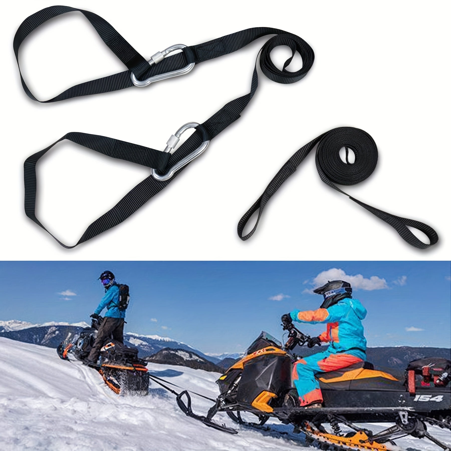 Snowmobile Towing Strap Heavy Duty Rope for Sleds