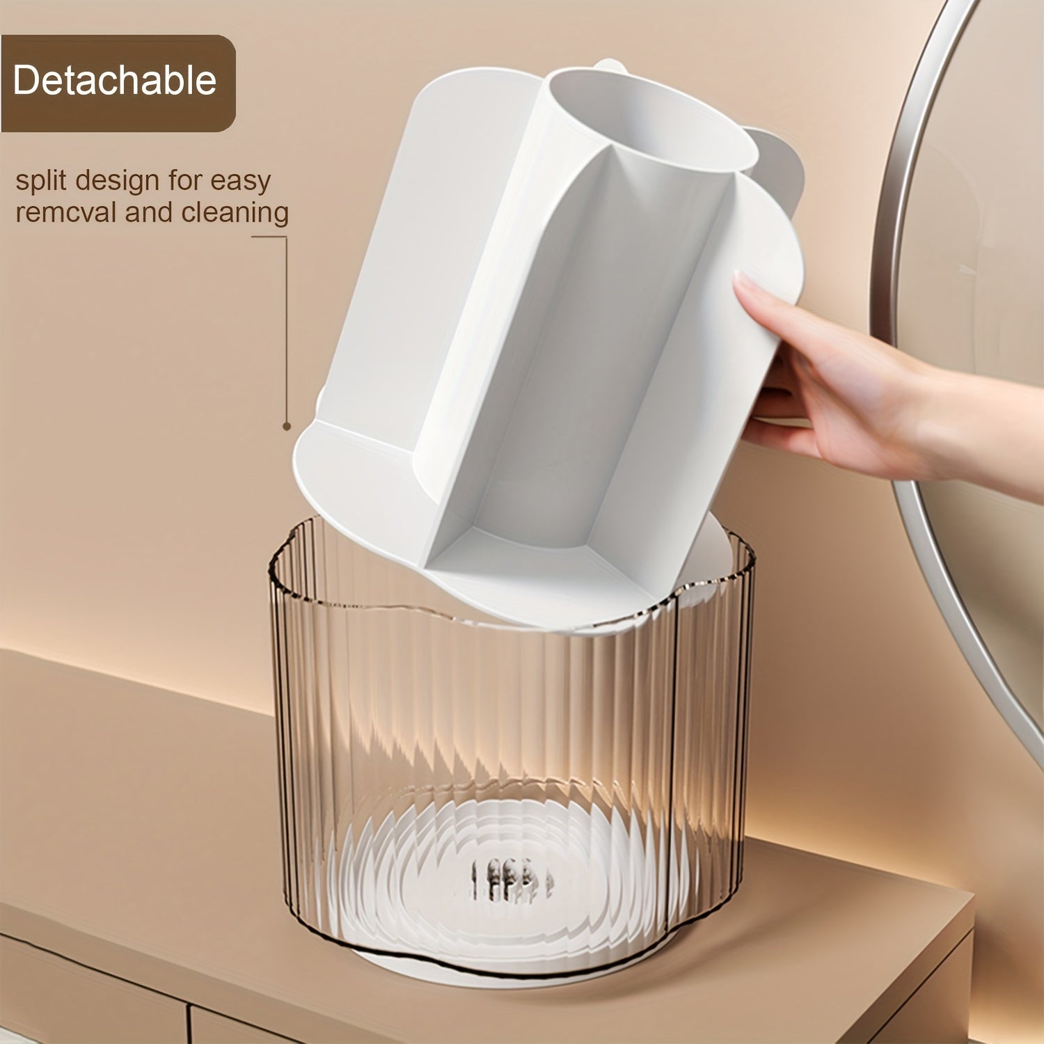360 Rotating Pen Pencil Holder Desk Organizer 6 Slots Clear Pen Cup Home Office