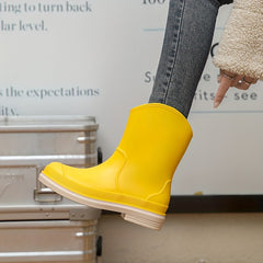 Women's Solid Non slip Rain Boots Comfort Waterproof Short Rain Boots