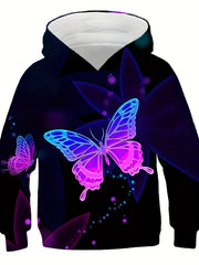 Butterfly 3D Print Hoodie Kids Hip Hop Street Sports Casual Tops