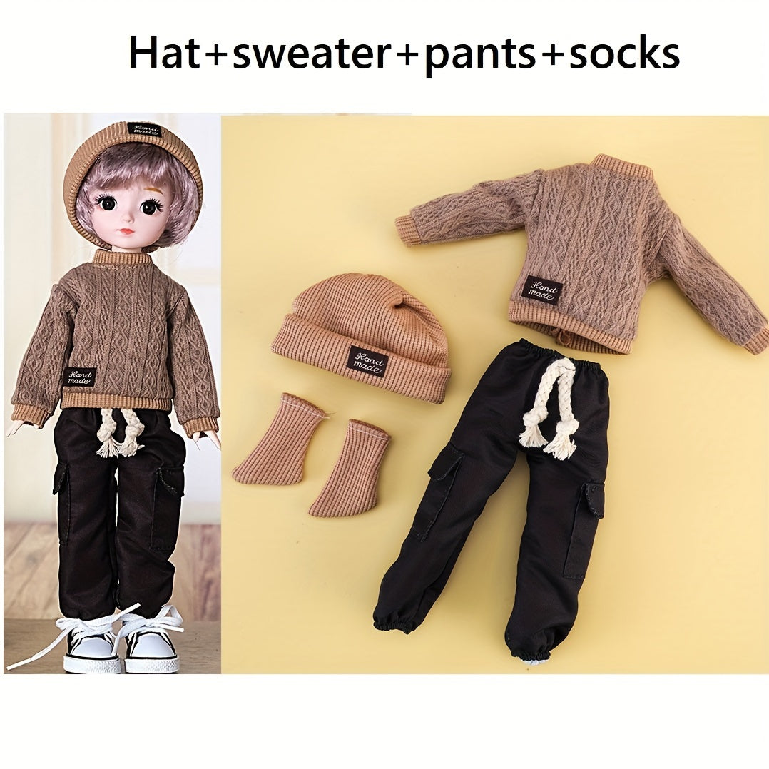 12 Inch Doll Sweater Top Pants Hat Socks Set