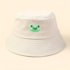 Frog Embroidery Bucket Hat Cartoon Fisherman Cap