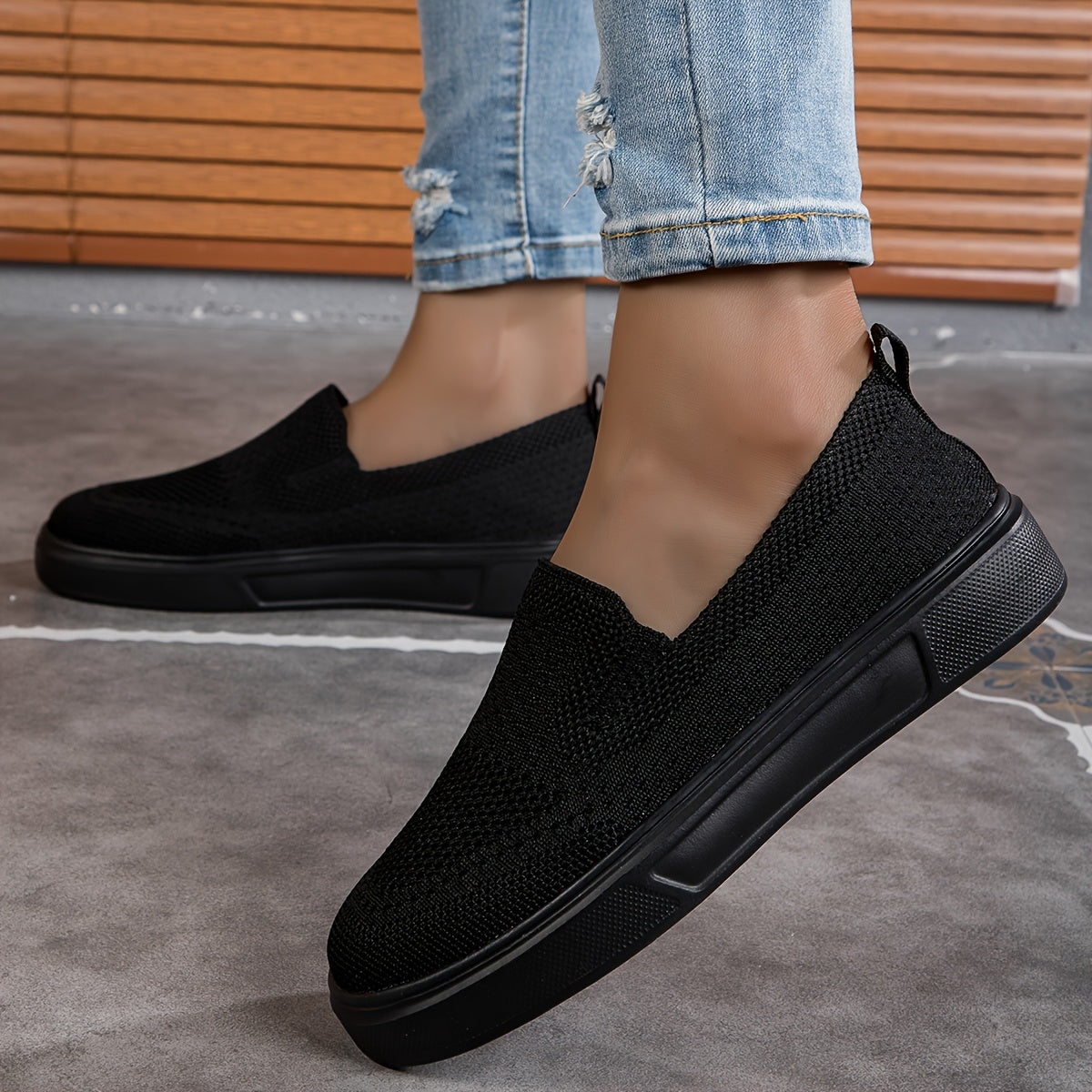 Shallow Mouth Slip-On Sneakers for Women Mesh Breathable Sports and Casual Shoes