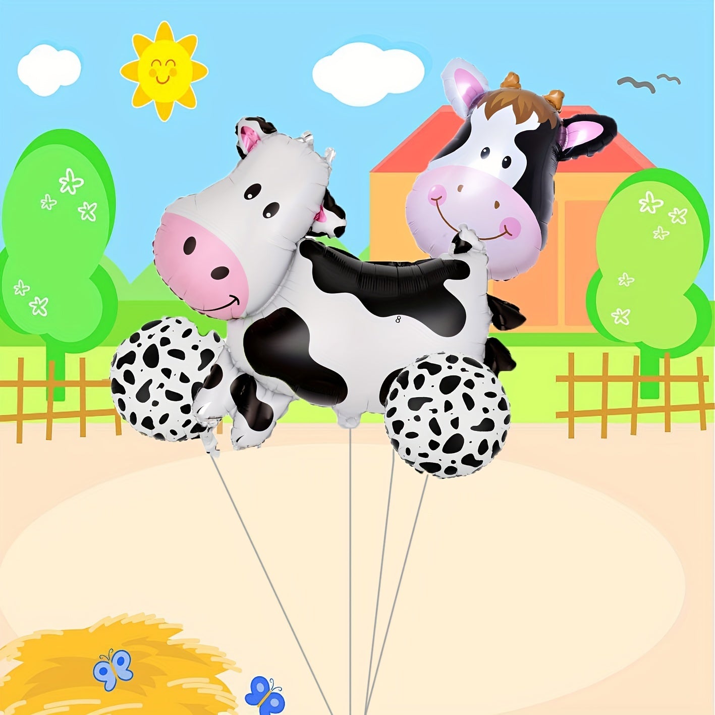 4pcs Cow Balloons Farm Party Balloons Birthday Balloons Decor