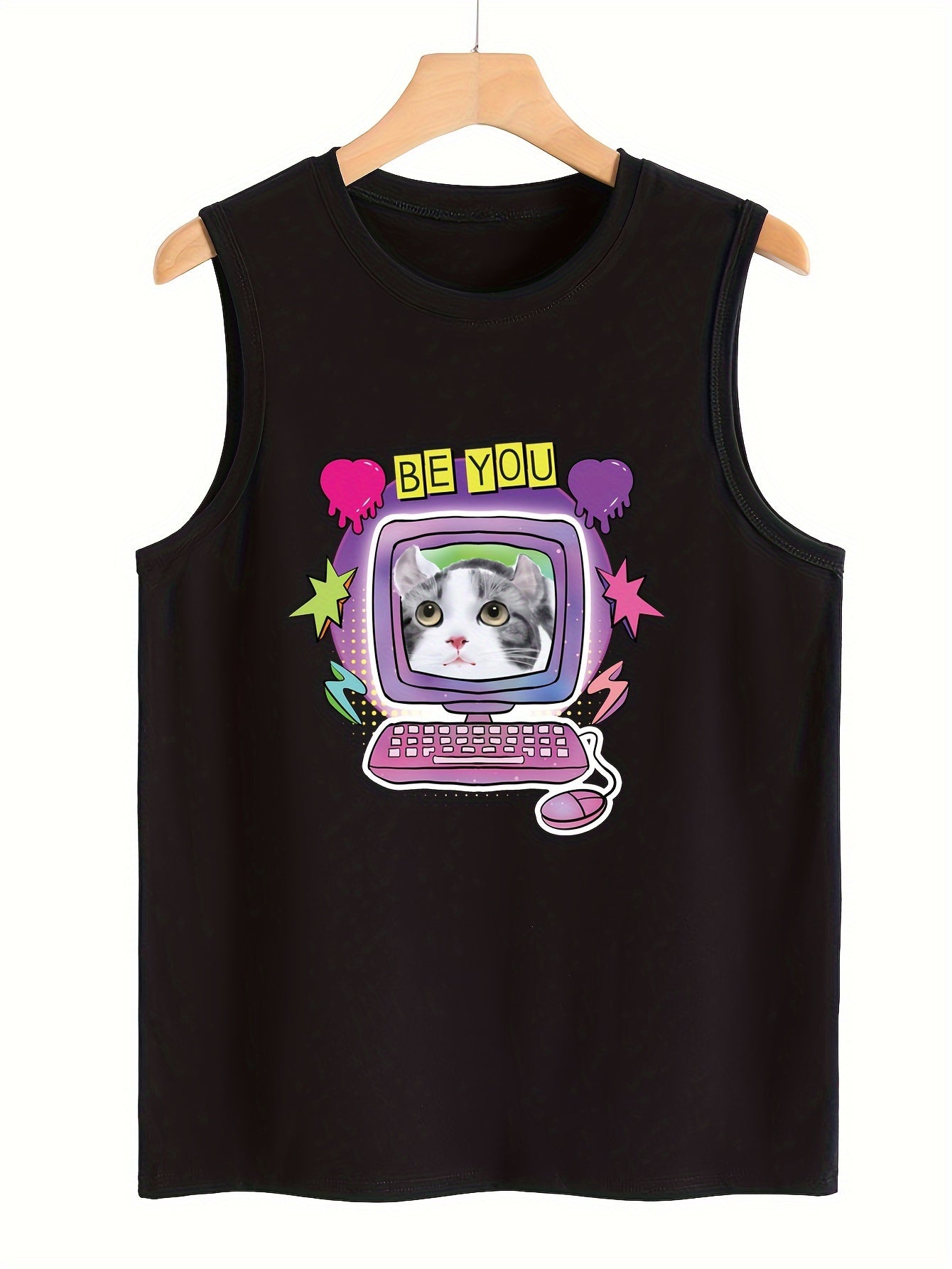 Cat Pattern Stretchy Sports Vest Women's Activewear