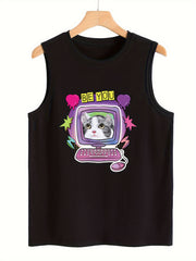 Cat Pattern Stretchy Sports Vest Women's Activewear