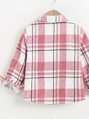 Boys Plaid Shirts Button Down Long Sleeve Tops Spring Fall Outwear