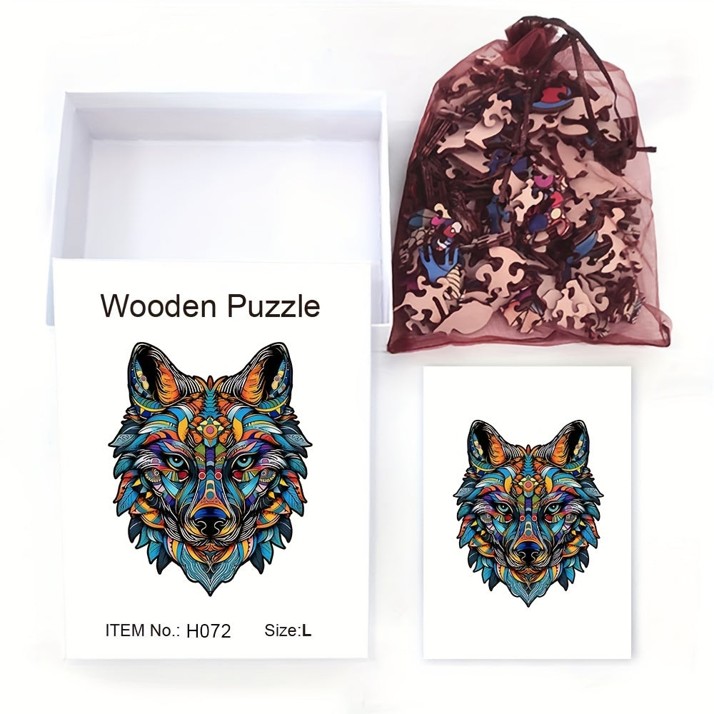 Colorful Wolf Wooden Jigsaw Puzzle - Christmas Gift