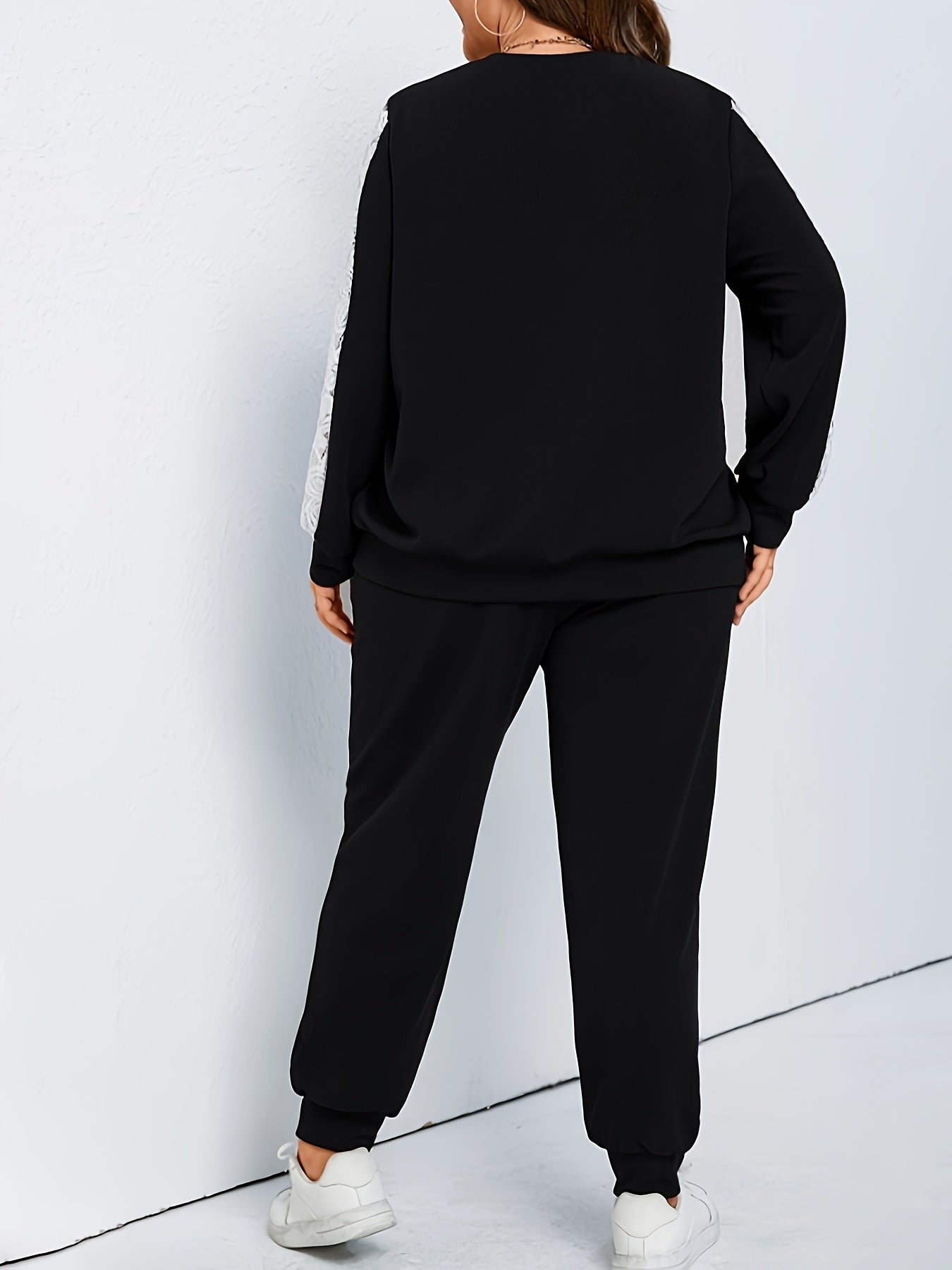 Contrast Lace Top & Joggers Set