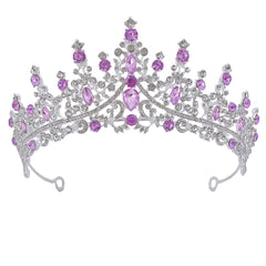 Purple Rhinestone Bridal Crown Princess Crystal Headband Hair Accessories