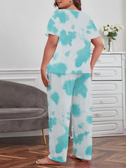 Tie Dye & Cartoon Print Pajama Set