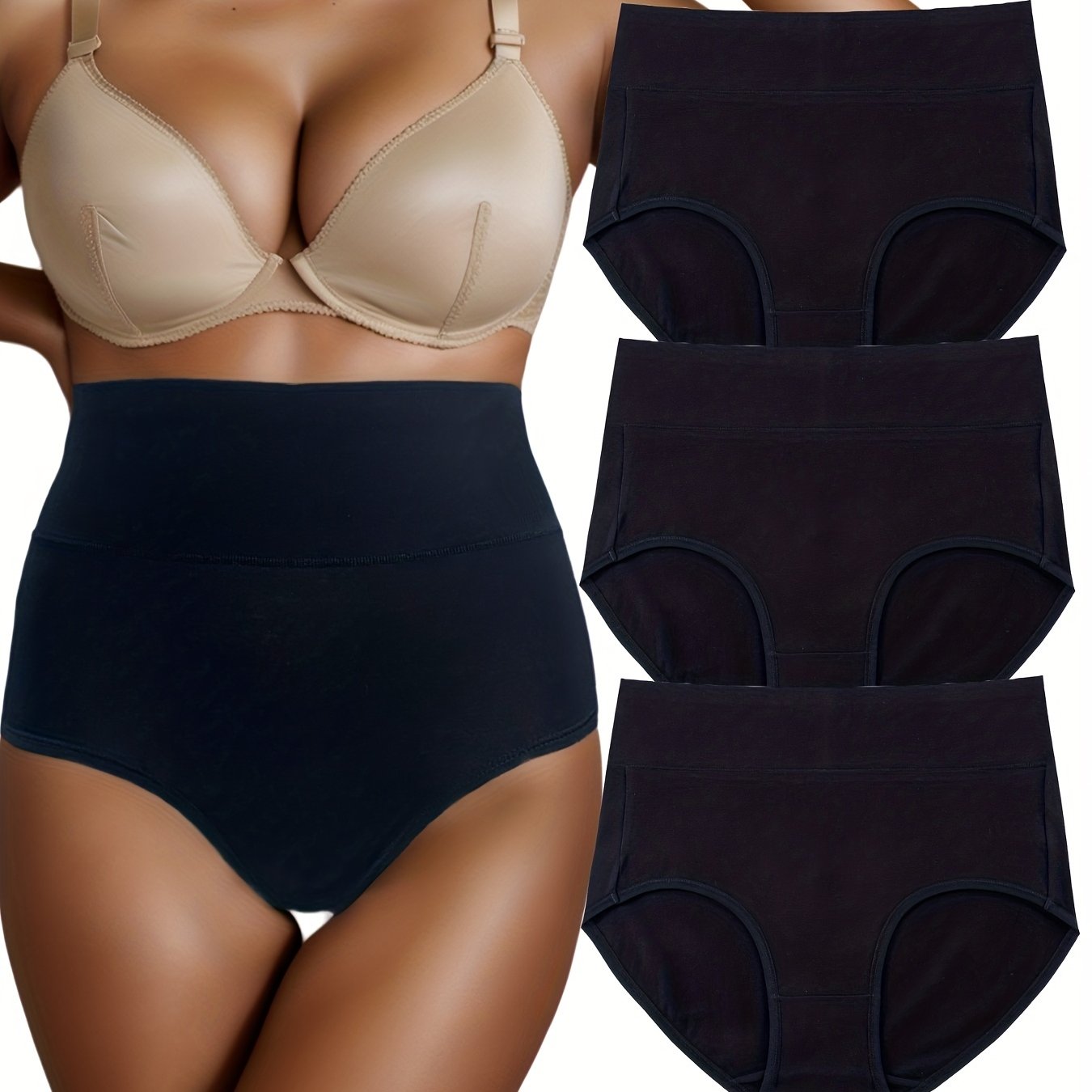 3pcs Stretchy Intimates Panties Comfy & Breathable Women's Lingerie