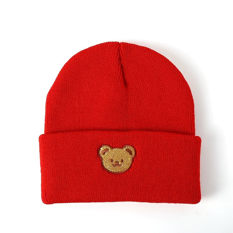 Boys Bear Knit Beanie Hat Warm Winter Autumn