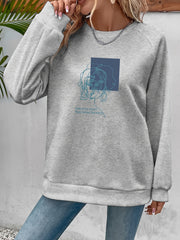 Graphic Print Sweatshirt Casual Long Sleeve Crew Neck for Spring/Fall