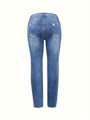 Washed Ripped High Stretch Jeans