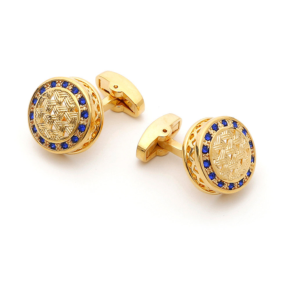 Men's Rhinestone French Round Cufflinks