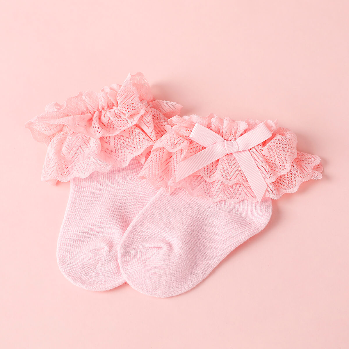 Baby Solid Cotton Lace Socks - Pack of 3