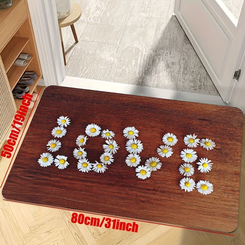 Floral Print Letter Decorative Rug for Kitchen Supplies