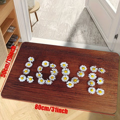 Floral Print Letter Decorative Rug for Kitchen Supplies