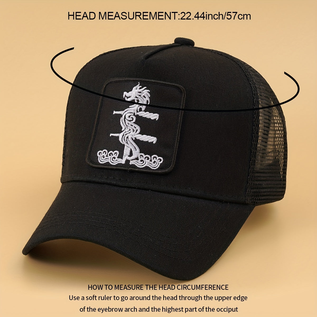 Dragon Embroidery Patch Trucker Hat Baseball Cap Lightweight Sunshade