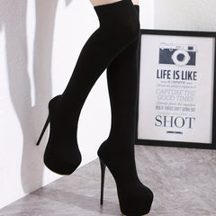 Women's High Heel Platform Over Knee Sock Boots