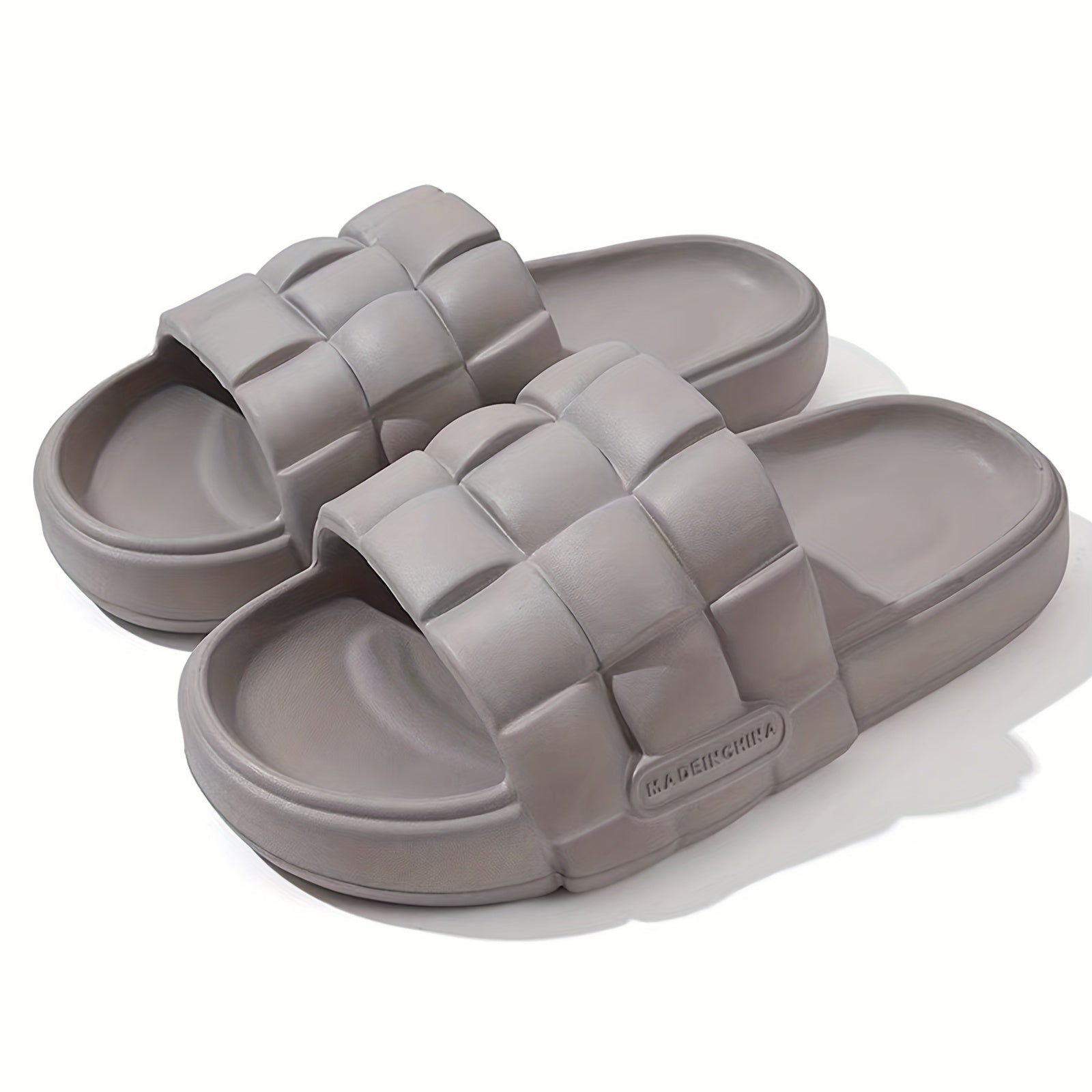 Men's Plaid Platform Slides Soft Sole Slippers