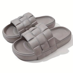 Men's Plaid Platform Slides Soft Sole Slippers