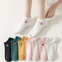 8 Pairs Cartoon Animal Print Socks & Low Cut Ankle Socks Women's Stockings
