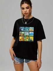 Short Sleeve Graphic Tee Landscape Print Casual Crew Neck T-shirt