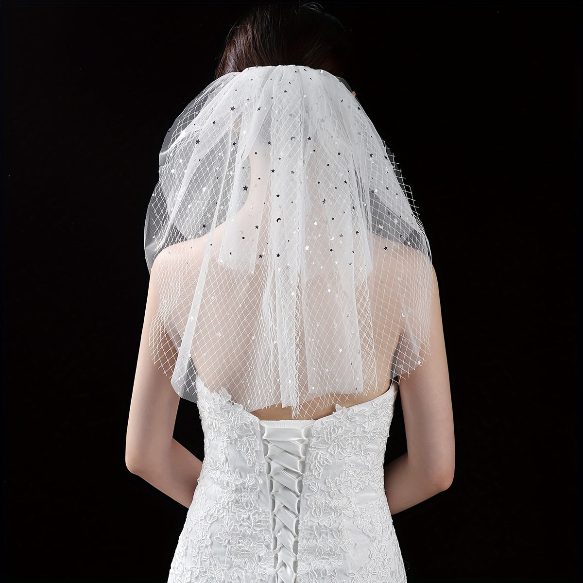 Yabeni Bridal Veil Polyester Accessory for Bride Classic with Sparkles