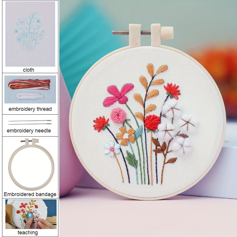 Plant Flower Embroidery DIY Kit for Beginners