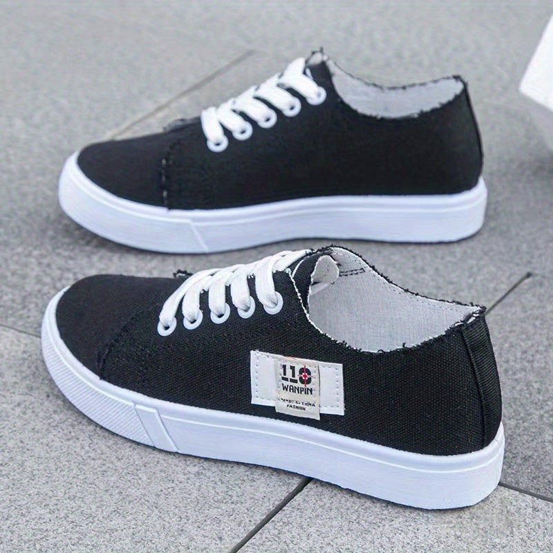 Women's Flat Canvas Shoes Low Top Sneakers Lightweight Walking Shoes
