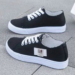Women's Flat Canvas Shoes Low Top Sneakers Lightweight Walking Shoes