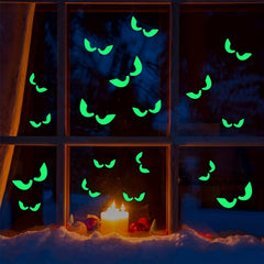6pcs Halloween Luminous Horror Eyes Glow In The Dark Wall Stickers