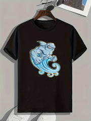Shark Pattern Men's Comfy Sports T-shirt Graphic Tee for Fitness Activities