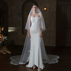 Double Layer Head Veil with Comb Bridal Wedding Hair Accessories