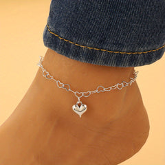 Heart Shape Pendant Chain Anklet with Zircon - Vacation Style