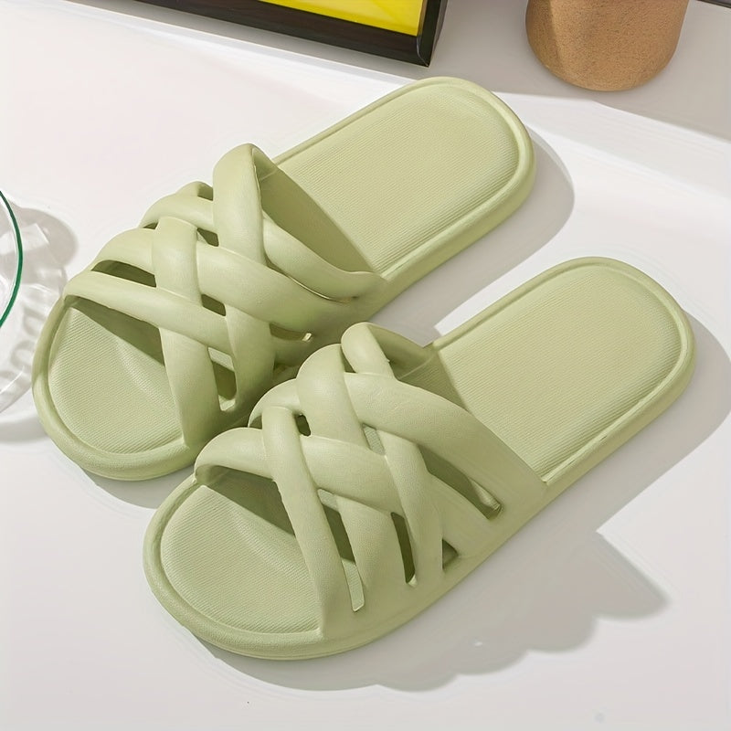 Women's Cross Decor Slippers Open Toe Non slip Comfy Indoor Slides