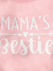 Girls Sweatshirt 'Mama's Bestie' Graphic Long Sleeve Top Pullovers