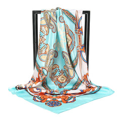 Square Large Satin Scarf Silk Shawl Paisley Print Classic Travel Beach Towel