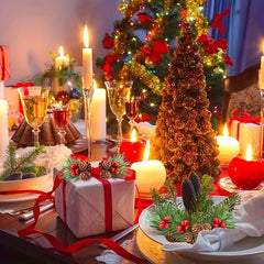 10 Christmas Mini Pine Needles Tree Decorations Simulated Flowers