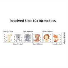 6pcs Animal Wall Stickers for Room Decoration Vinyl Decals DIY Murals