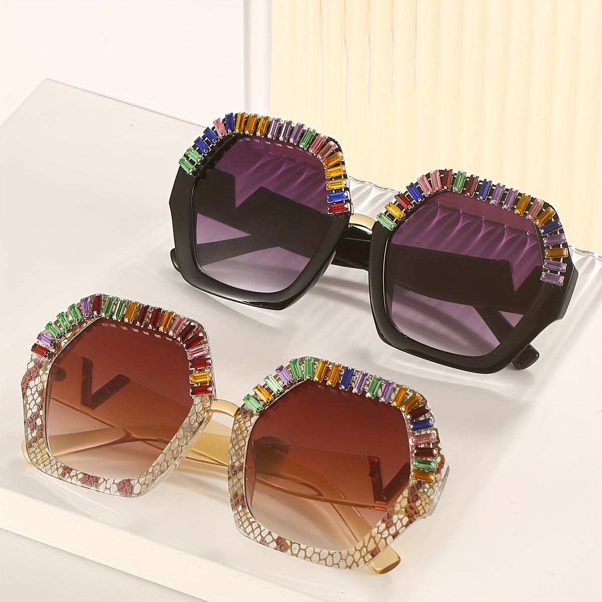 Y2K Snake Pattern Sunglasses Rhinestone Club Party Favors