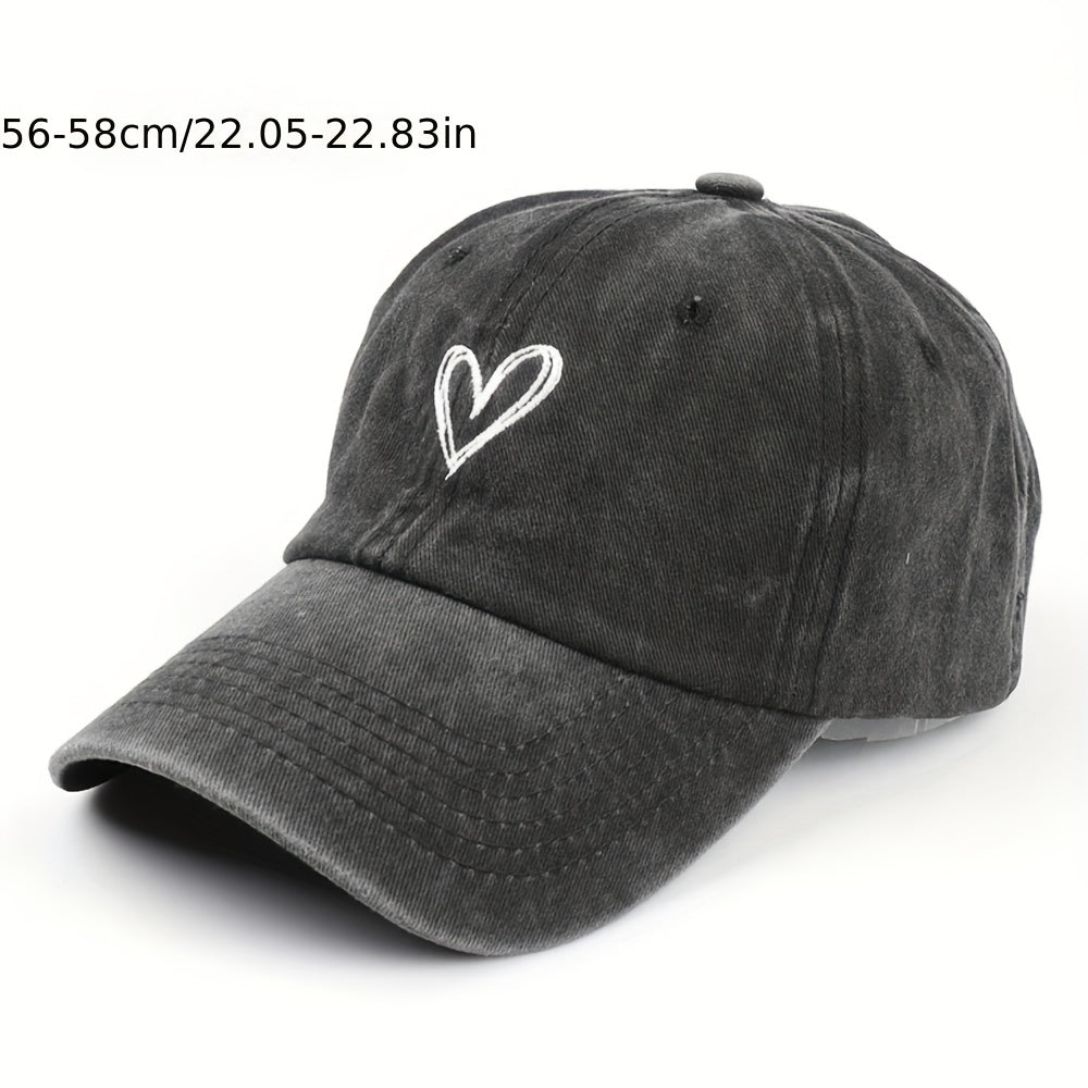 Distressed Vintage Baseball Cap Heart Printed Sun Hat