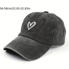 Distressed Vintage Baseball Cap Heart Printed Sun Hat