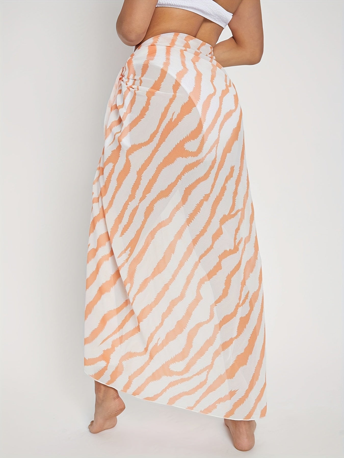 Boho Zebra Print Beach Wear Sarong High Waist Knot Skirt
