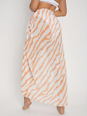 Boho Zebra Print Beach Wear Sarong High Waist Knot Skirt